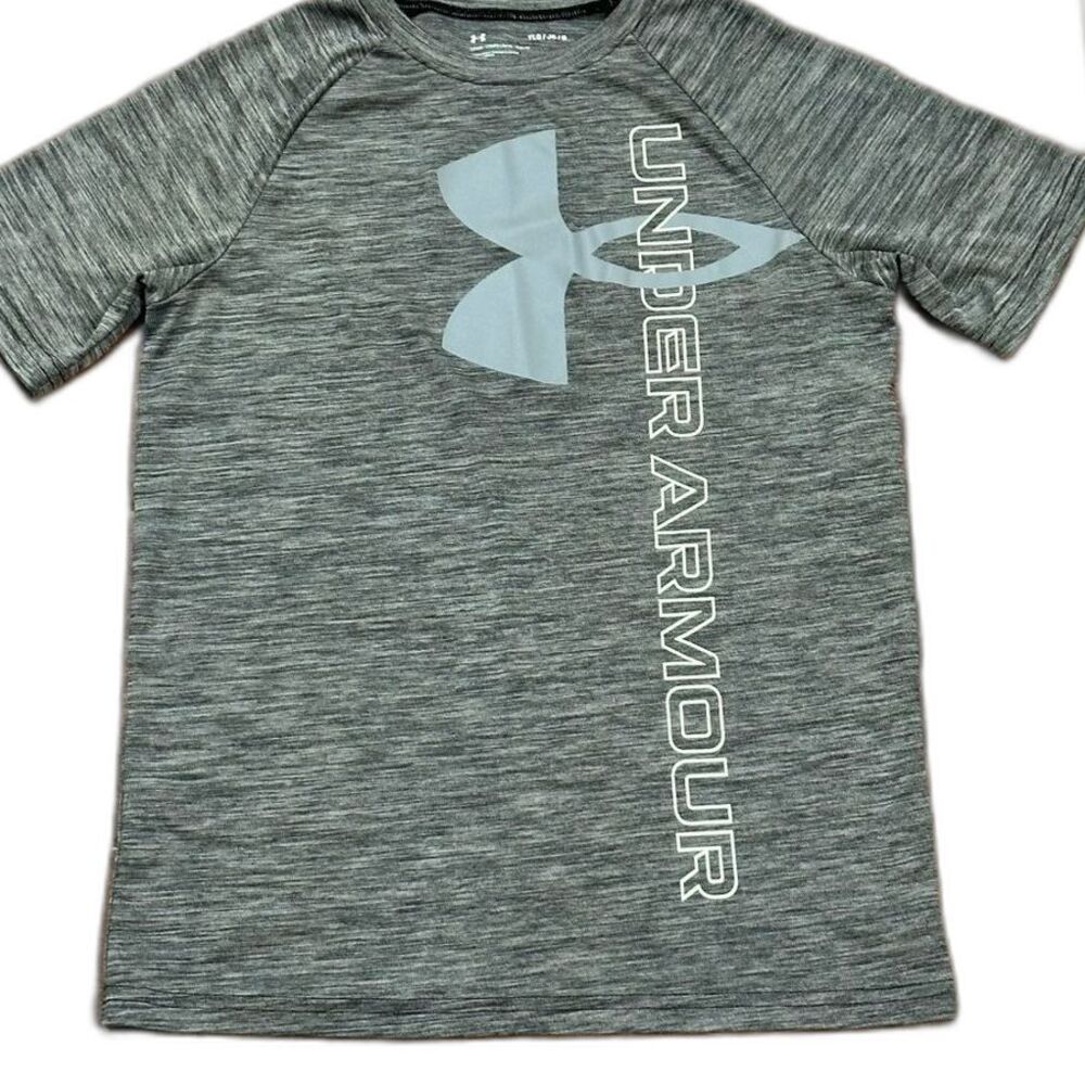 Under Armour Boys Shirt UA Shirt Gray White Size YLG